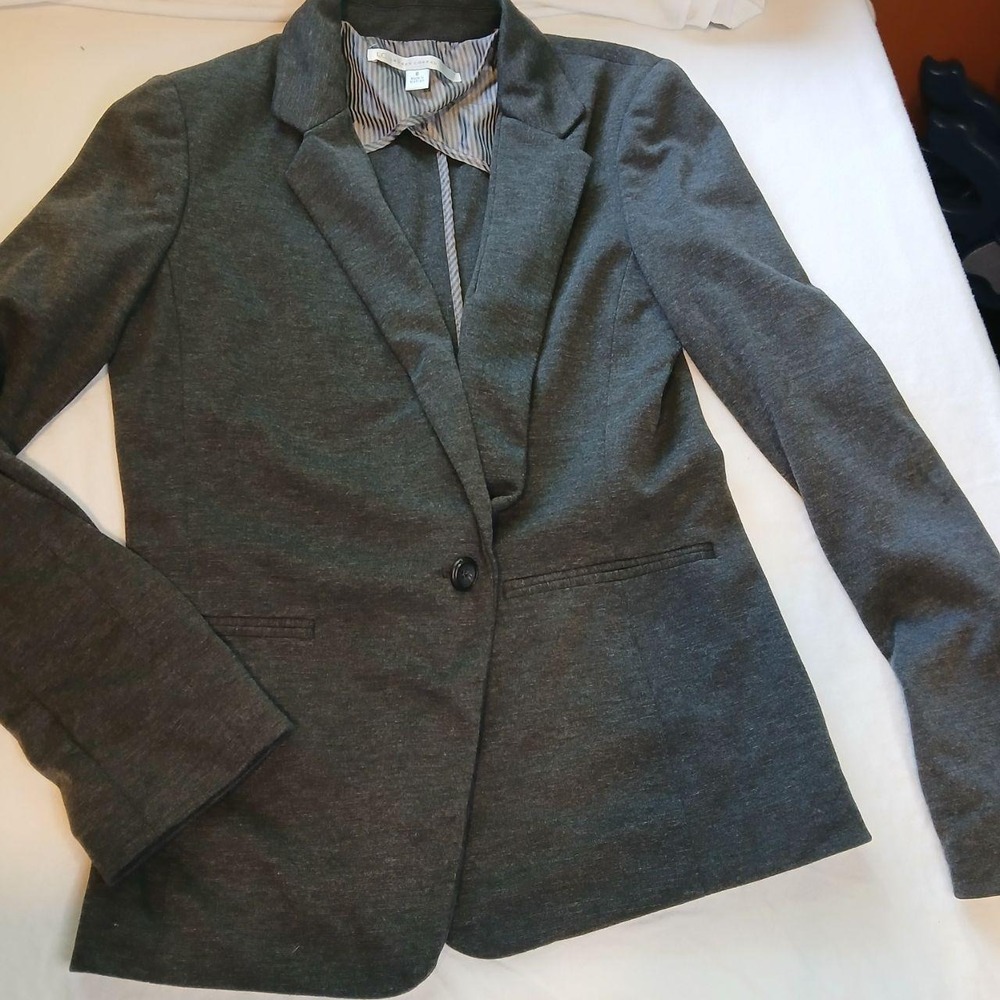 LC Lauren Conrad Womens Relaxed Fit Structured Gray Blazer Jacket Size 6